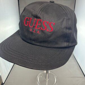 Vintage Guess Baseball Hat Cap Spellout Adjustable One Size Snapback Black Y2K